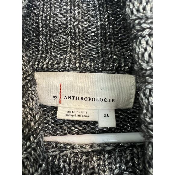 ANTHROPOLOGIE | Womens Coretta Black Silver Metallic Turtleneck Sweater- XS - Picture 2 of 5